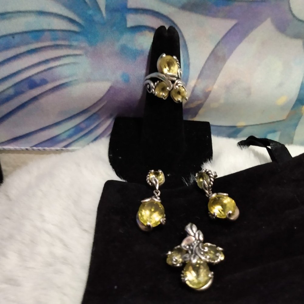 Carolyn Polack Limon green quartz set